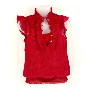 BCX Ruffle Sheer Top with Cami 0011